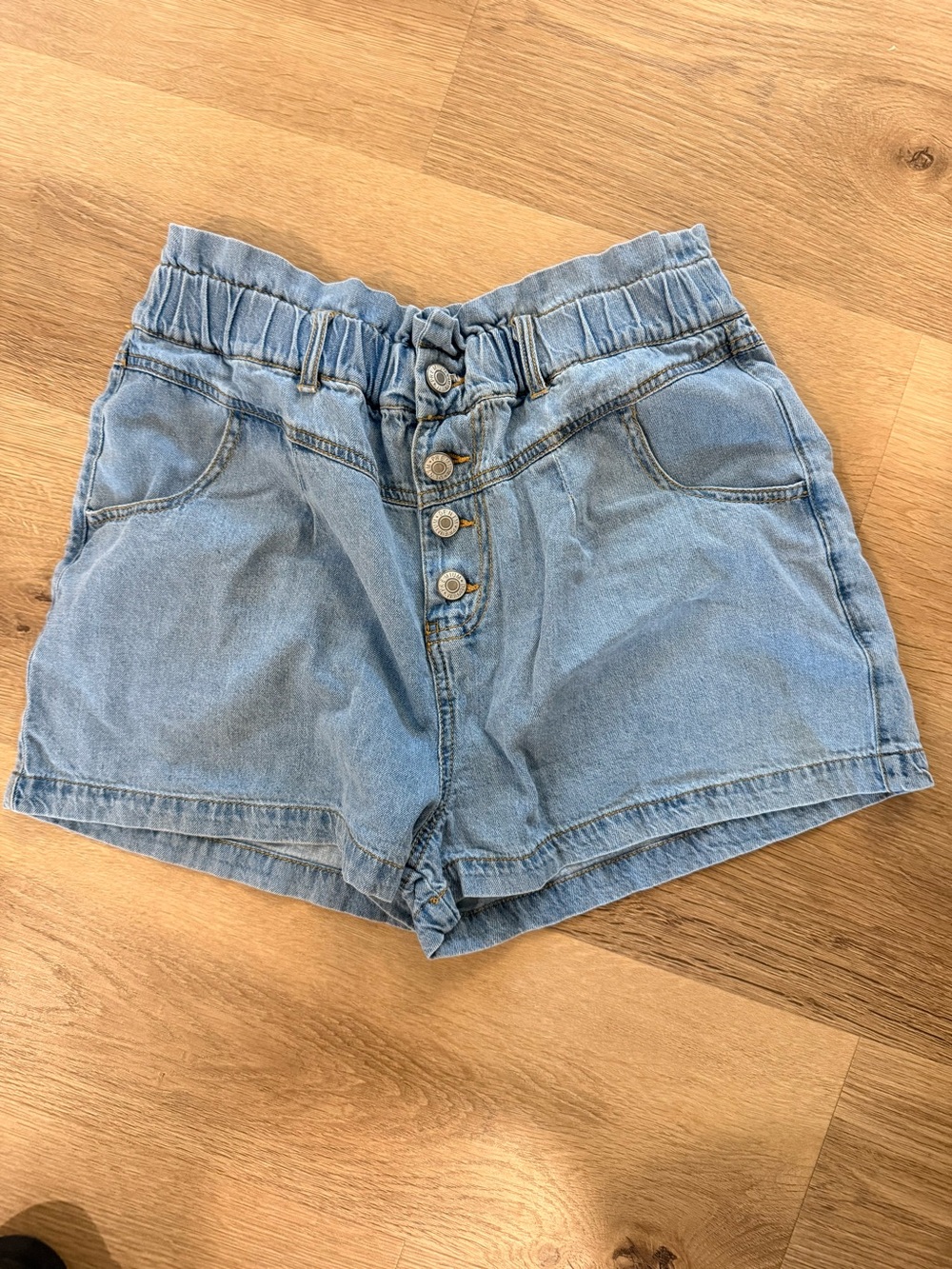 Light Blue High-Waist Denim Shorts